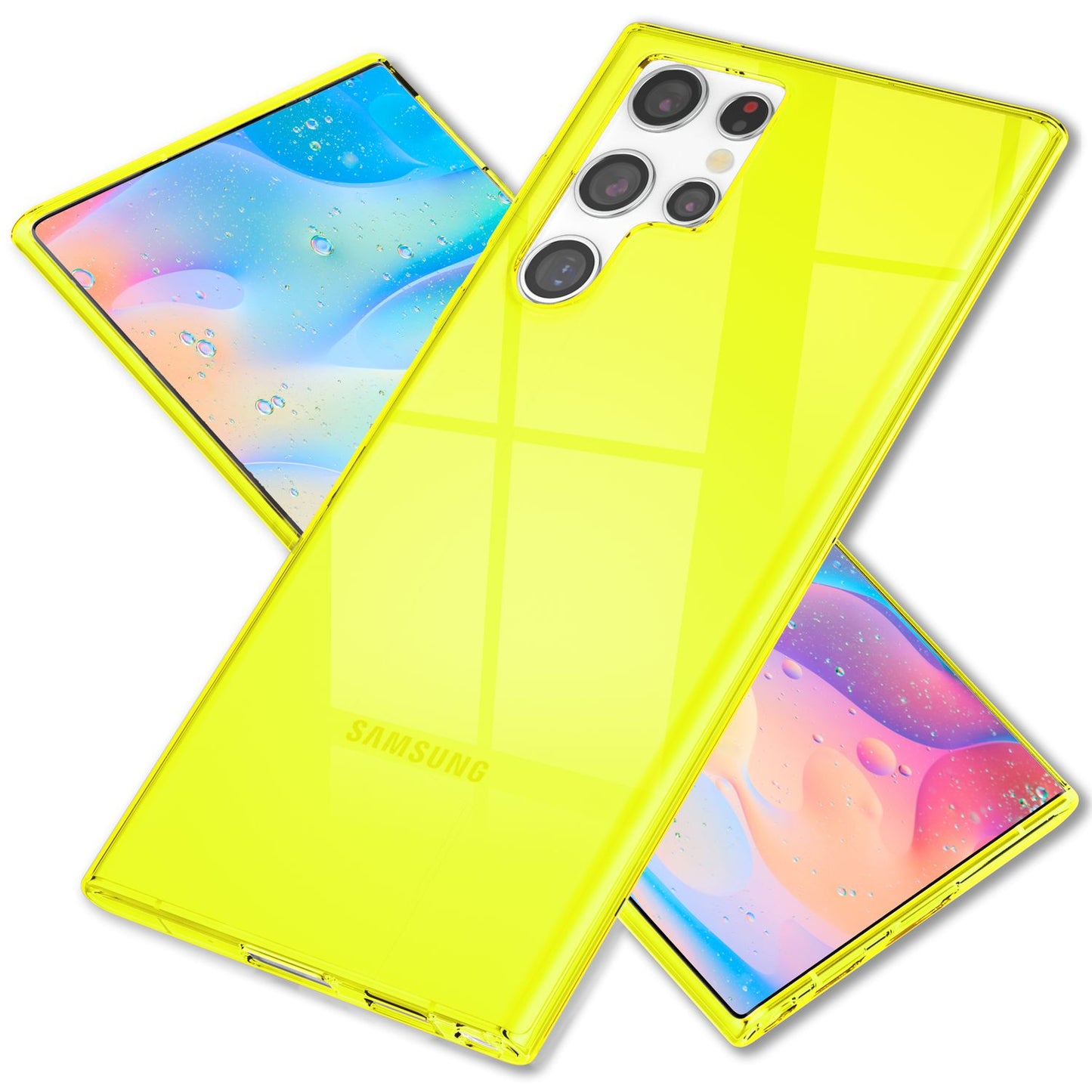 NALIA Neon Silikonhülle für Samsung Galaxy S22 Ultra – Knallige Signal-Farbe & Linsenschutz – VIBE (Transparentes Case) – Marke aus Berlin