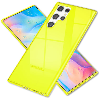 NALIA Neon Silikonhülle für Samsung Galaxy S22 Ultra – Knallige Signal-Farbe & Linsenschutz – VIBE (Transparentes Case) – Marke aus Berlin