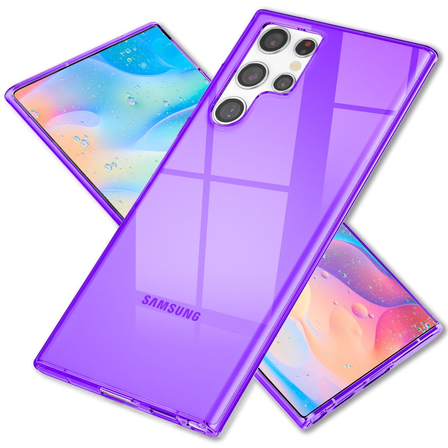 NALIA Neon Silikonhülle für Samsung Galaxy S22 Ultra – Knallige Signal-Farbe & Linsenschutz – VIBE (Transparentes Case) – Marke aus Berlin