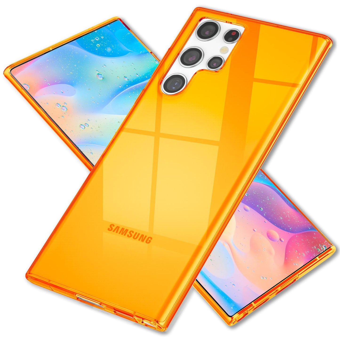 NALIA Neon Silikonhülle für Samsung Galaxy S22 Ultra – Knallige Signal-Farbe & Linsenschutz – VIBE (Transparentes Case) – Marke aus Berlin