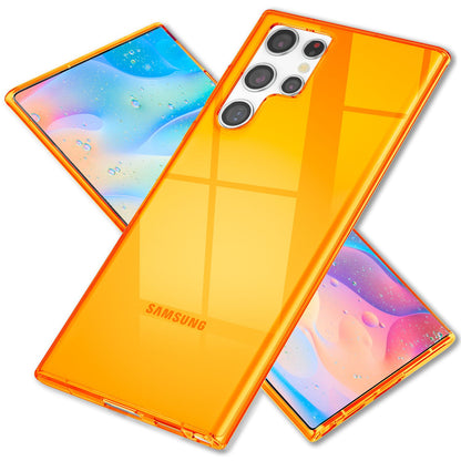 NALIA Neon Silikonhülle für Samsung Galaxy S22 Ultra – Knallige Signal-Farbe & Linsenschutz – VIBE (Transparentes Case) – Marke aus Berlin