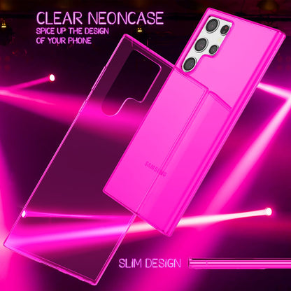 NALIA Neon Silikonhülle für Samsung Galaxy S22 Ultra – Knallige Signal-Farbe & Linsenschutz – VIBE (Transparentes Case) – Marke aus Berlin