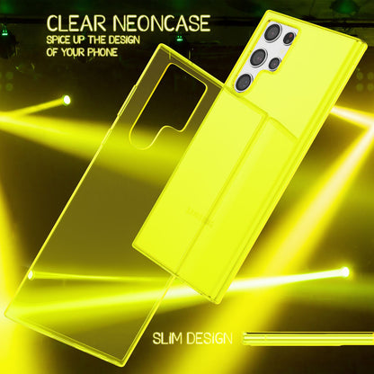 NALIA Neon Silikonhülle für Samsung Galaxy S22 Ultra – Knallige Signal-Farbe & Linsenschutz – VIBE (Transparentes Case) – Marke aus Berlin