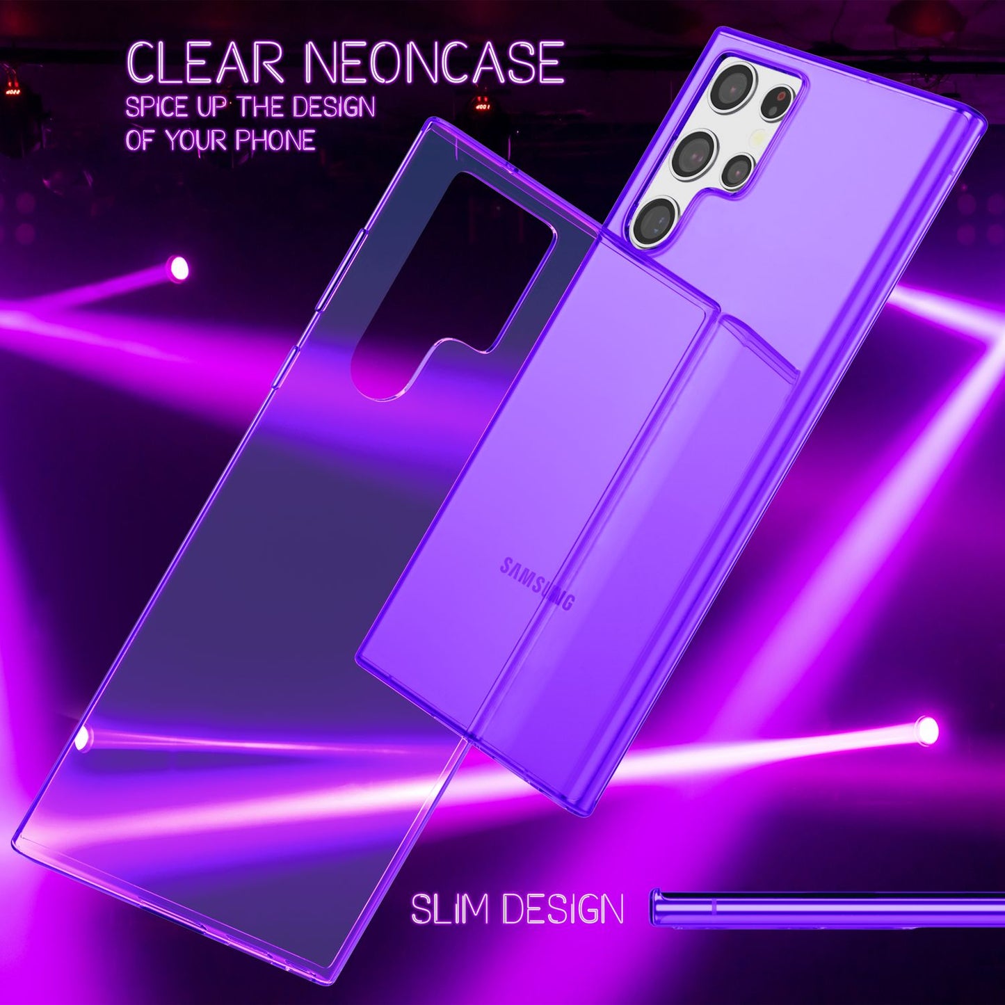 NALIA Neon Silikonhülle für Samsung Galaxy S22 Ultra – Knallige Signal-Farbe & Linsenschutz – VIBE (Transparentes Case) – Marke aus Berlin