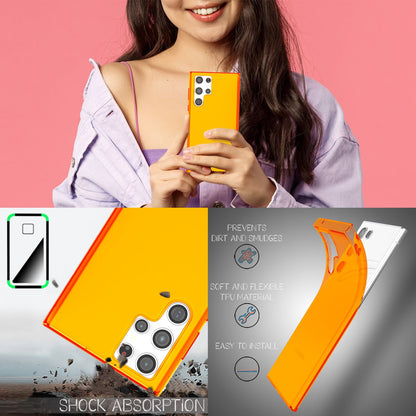 NALIA Neon Silikonhülle für Samsung Galaxy S22 Ultra – Knallige Signal-Farbe & Linsenschutz – VIBE (Transparentes Case) – Marke aus Berlin