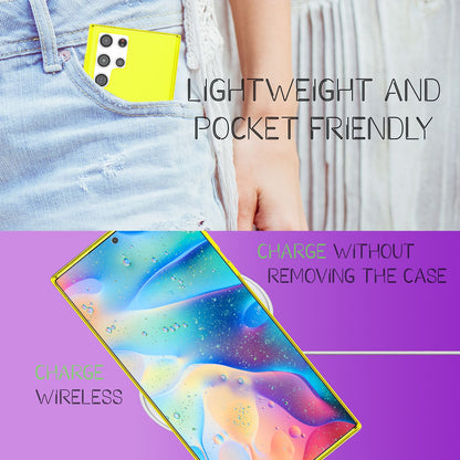 NALIA Neon Silikonhülle für Samsung Galaxy S22 Ultra – Knallige Signal-Farbe & Linsenschutz – VIBE (Transparentes Case) – Marke aus Berlin