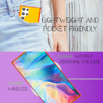 NALIA Neon Silikonhülle für Samsung Galaxy S22 Ultra – Knallige Signal-Farbe & Linsenschutz – VIBE (Transparentes Case) – Marke aus Berlin