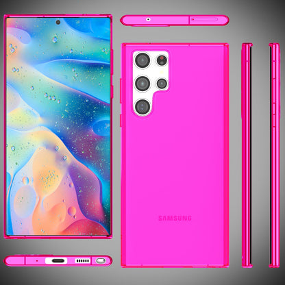 NALIA Neon Silikonhülle für Samsung Galaxy S22 Ultra – Knallige Signal-Farbe & Linsenschutz – VIBE (Transparentes Case) – Marke aus Berlin