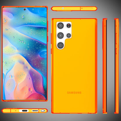 NALIA Neon Silikonhülle für Samsung Galaxy S22 Ultra – Knallige Signal-Farbe & Linsenschutz – VIBE (Transparentes Case) – Marke aus Berlin