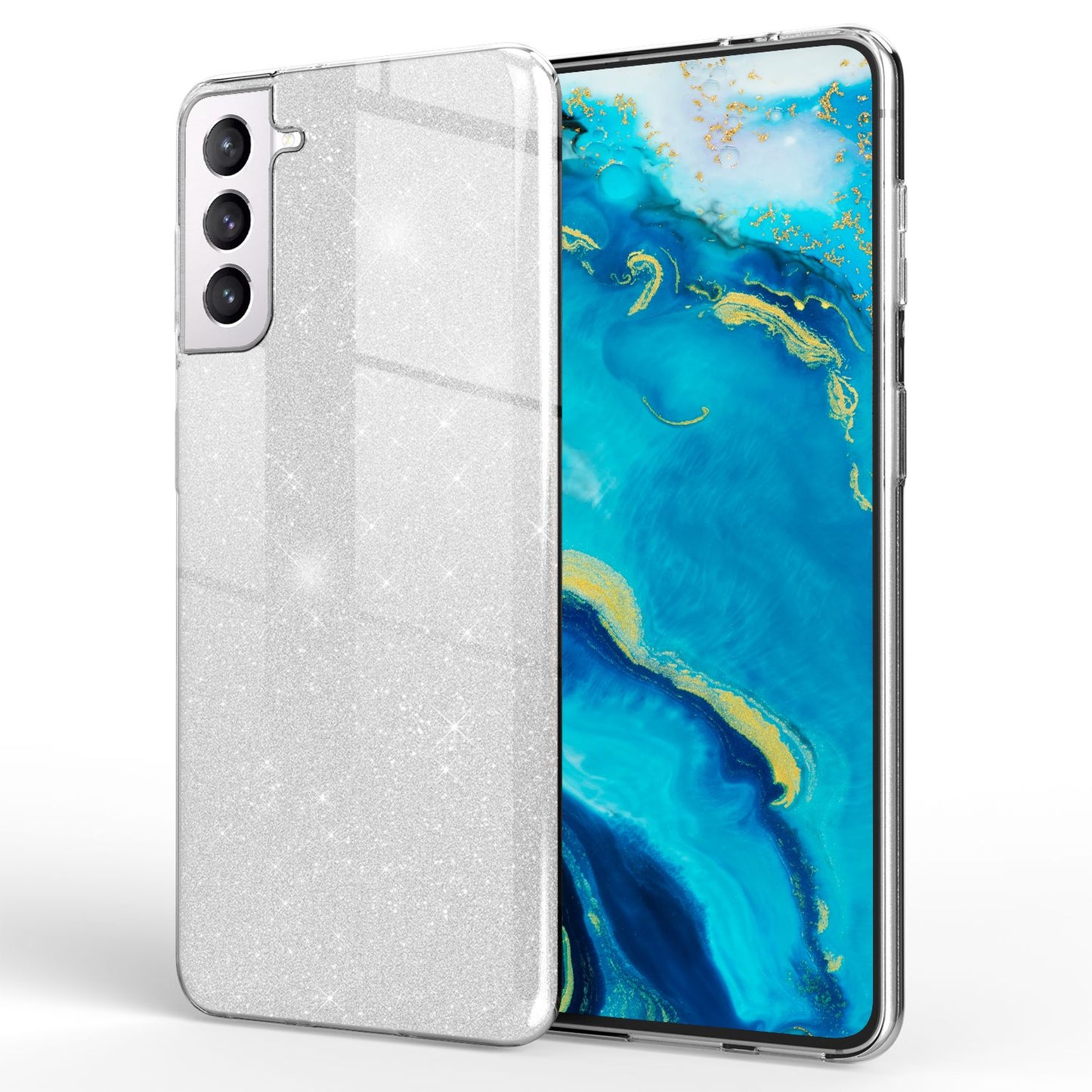 NALIA Glitzerhülle für Samsung Galaxy S22 – Funkelnder Glitzer-Look & Grip – SHINEPOP (Silikon Case) – Marke aus Berlin
