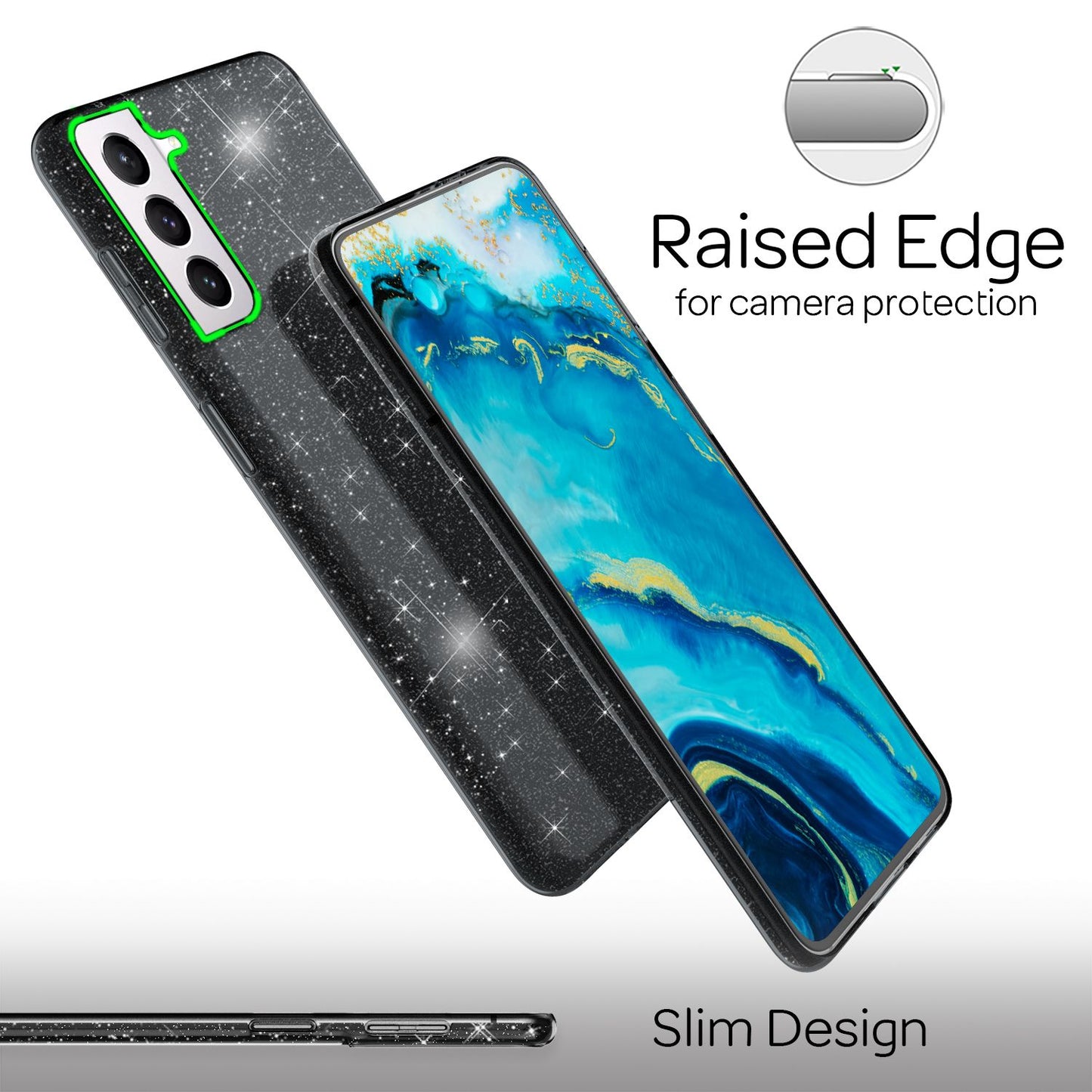 NALIA Glitzerhülle für Samsung Galaxy S22 – Funkelnder Glitzer-Look & Grip – SHINEPOP (Silikon Case) – Marke aus Berlin