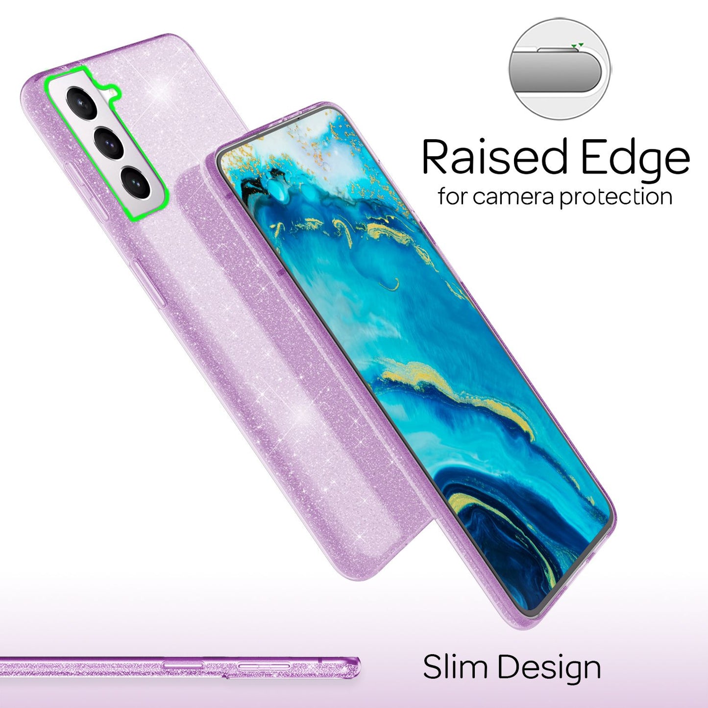 NALIA Glitzerhülle für Samsung Galaxy S22 – Funkelnder Glitzer-Look & Grip – SHINEPOP (Silikon Case) – Marke aus Berlin