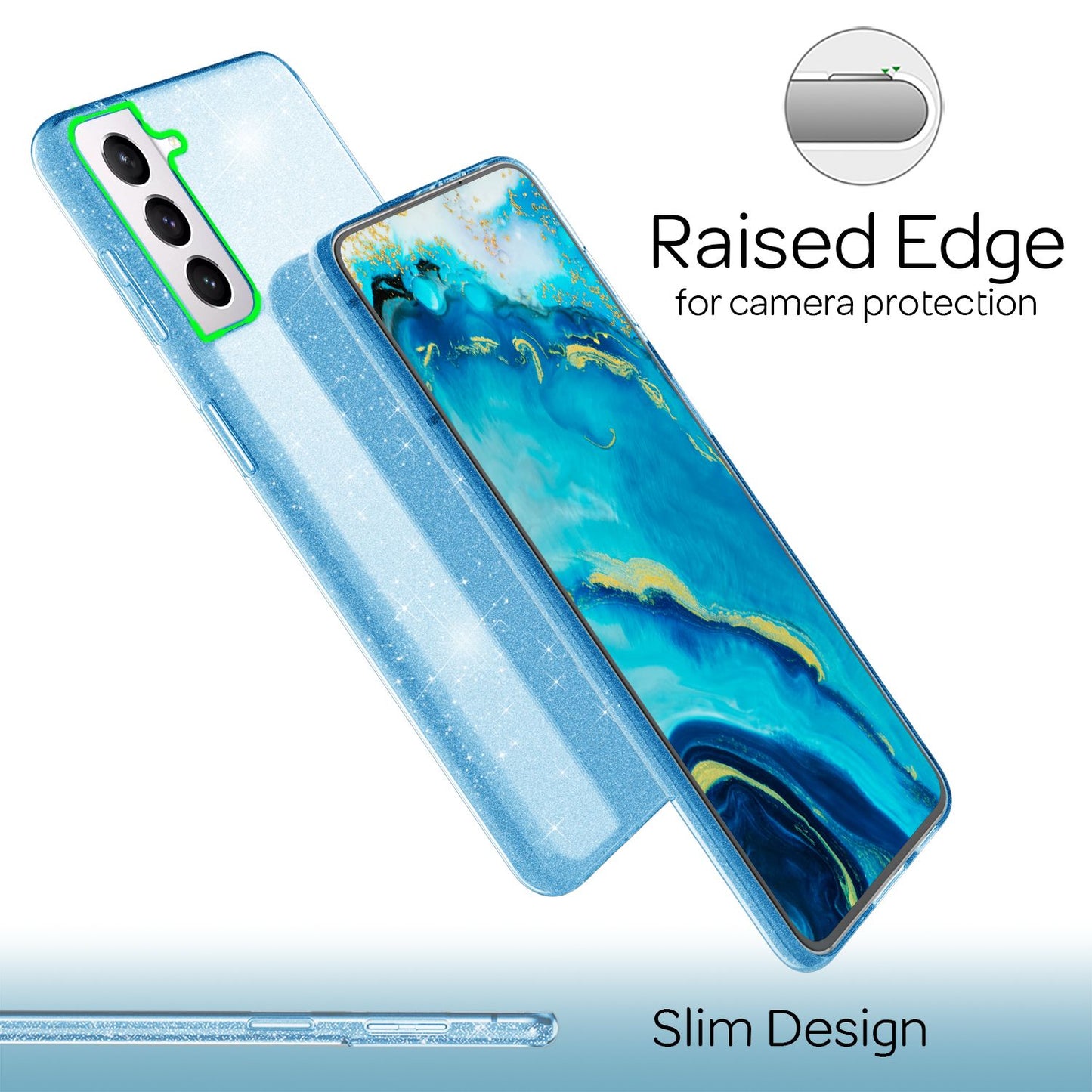 NALIA Glitzerhülle für Samsung Galaxy S22 Plus – Funkelnder Glitzer-Look & Grip – SHINEPOP (Silikon Case) – Marke aus Berlin
