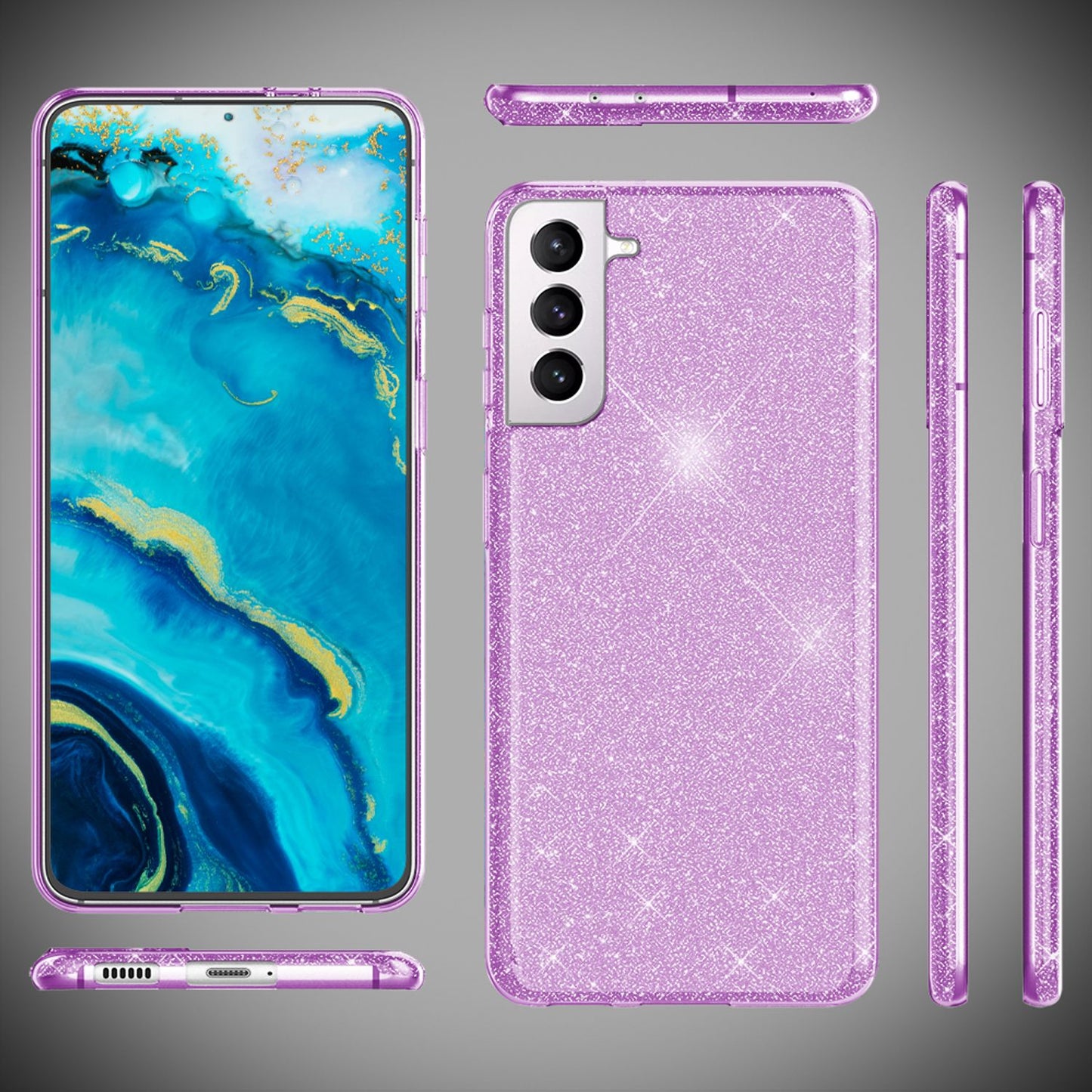 NALIA Glitzerhülle für Samsung Galaxy S22 Plus – Funkelnder Glitzer-Look & Grip – SHINEPOP (Silikon Case) – Marke aus Berlin