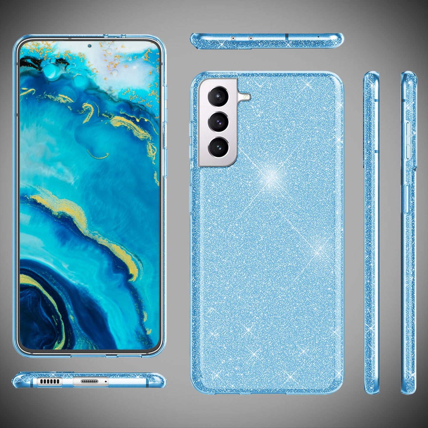 NALIA Glitzerhülle für Samsung Galaxy S22 Plus – Funkelnder Glitzer-Look & Grip – SHINEPOP (Silikon Case) – Marke aus Berlin