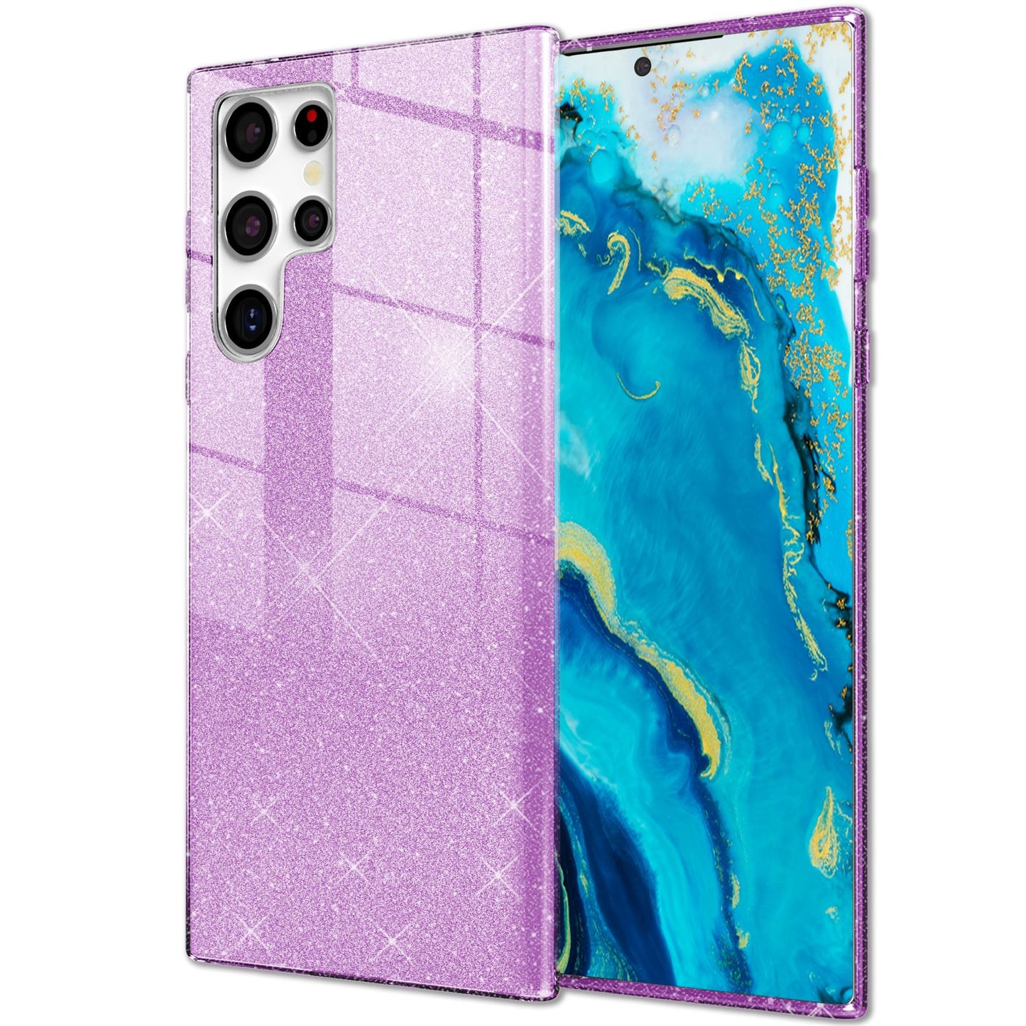 NALIA Glitzerhülle für Samsung Galaxy S22 Ultra – Funkelnder Glitzer-Look & Grip – SHINEPOP (Silikon Case) – Marke aus Berlin
