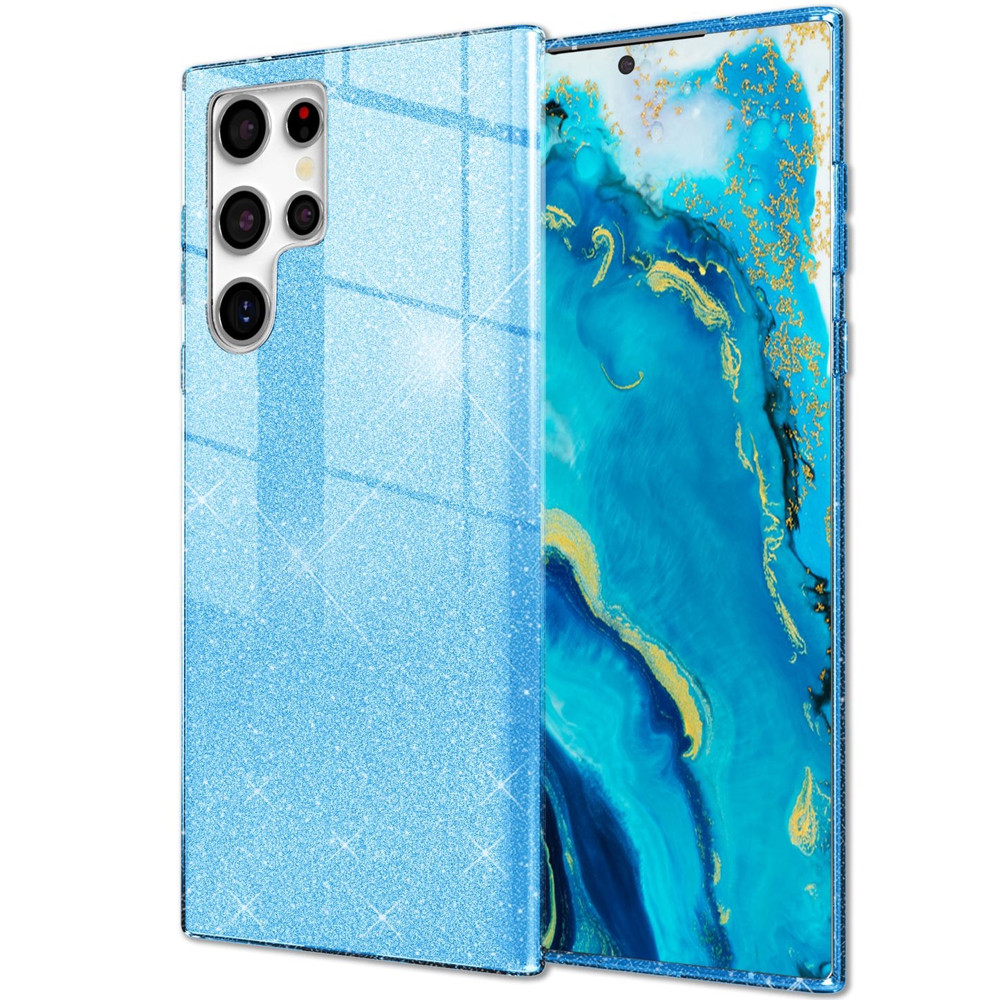 NALIA Glitzerhülle für Samsung Galaxy S22 Ultra – Funkelnder Glitzer-Look & Grip – SHINEPOP (Silikon Case) – Marke aus Berlin
