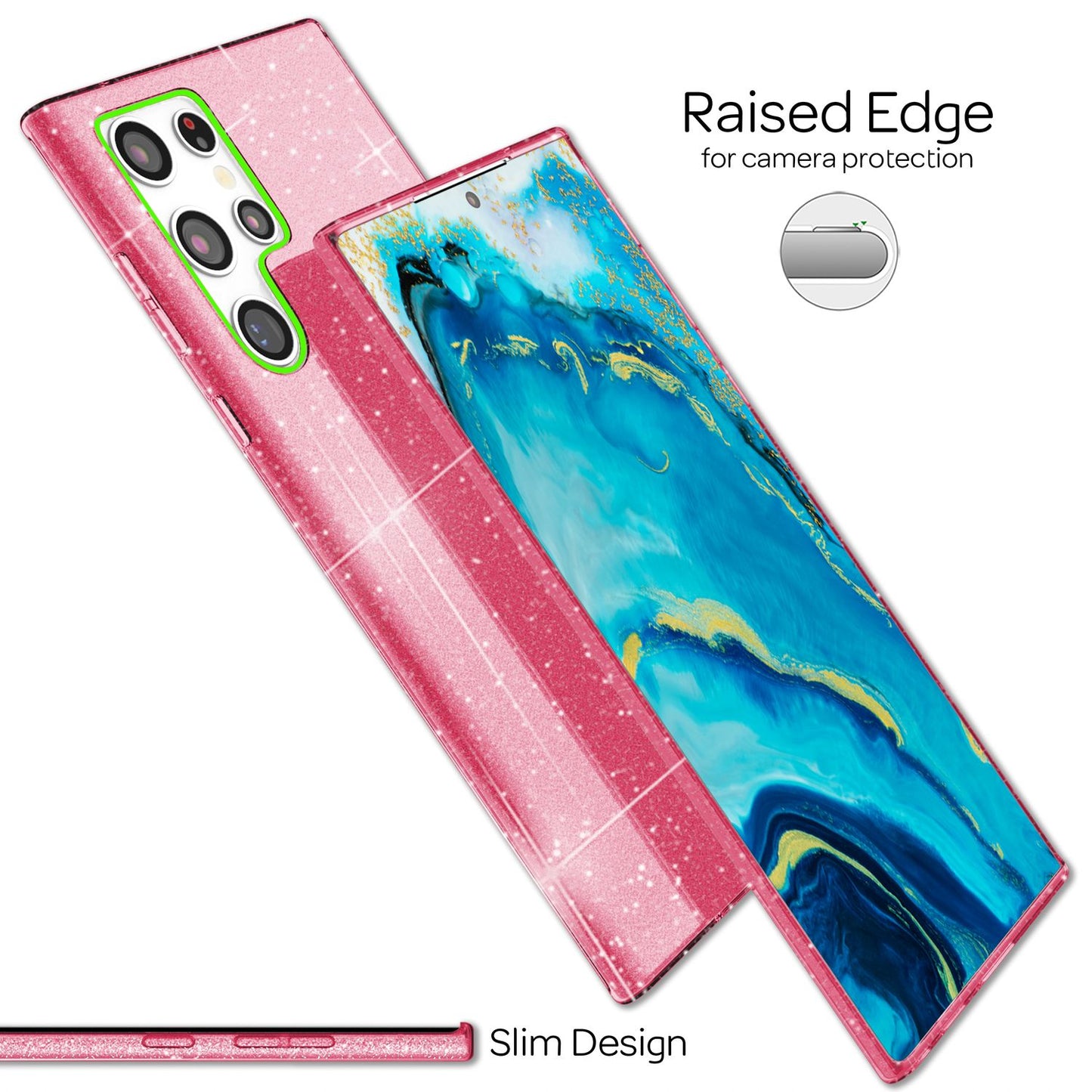 NALIA Glitzerhülle für Samsung Galaxy S22 Ultra – Funkelnder Glitzer-Look & Grip – SHINEPOP (Silikon Case) – Marke aus Berlin