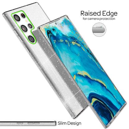 NALIA Glitzerhülle für Samsung Galaxy S22 Ultra – Funkelnder Glitzer-Look & Grip – SHINEPOP (Silikon Case) – Marke aus Berlin