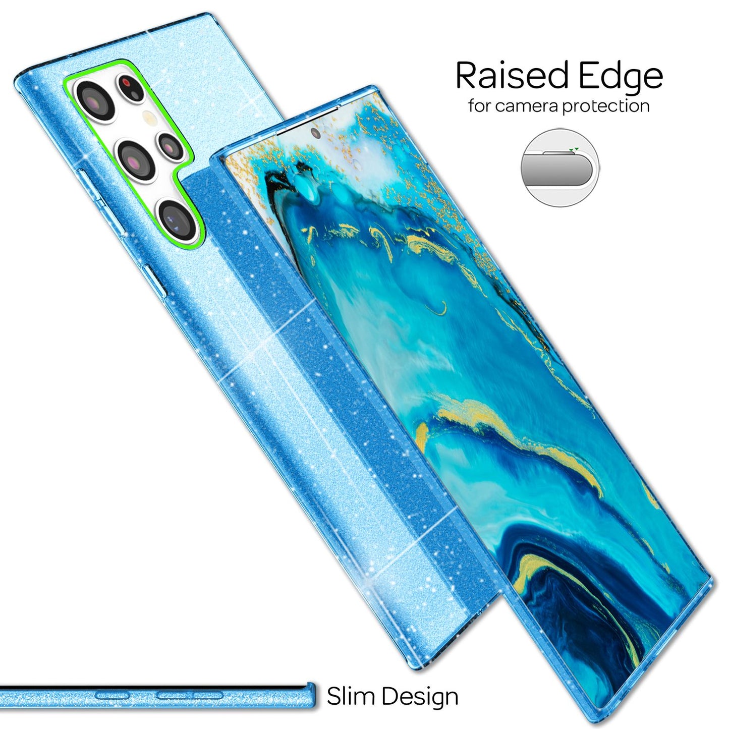 NALIA Glitzerhülle für Samsung Galaxy S22 Ultra – Funkelnder Glitzer-Look & Grip – SHINEPOP (Silikon Case) – Marke aus Berlin
