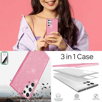 NALIA Glitzerhülle für Samsung Galaxy S22 Ultra – Funkelnder Glitzer-Look & Grip – SHINEPOP (Silikon Case) – Marke aus Berlin