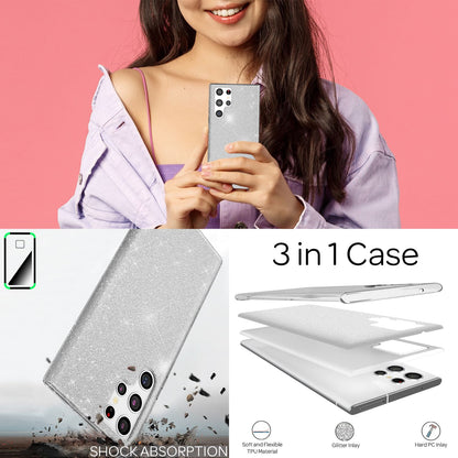NALIA Glitzerhülle für Samsung Galaxy S22 Ultra – Funkelnder Glitzer-Look & Grip – SHINEPOP (Silikon Case) – Marke aus Berlin