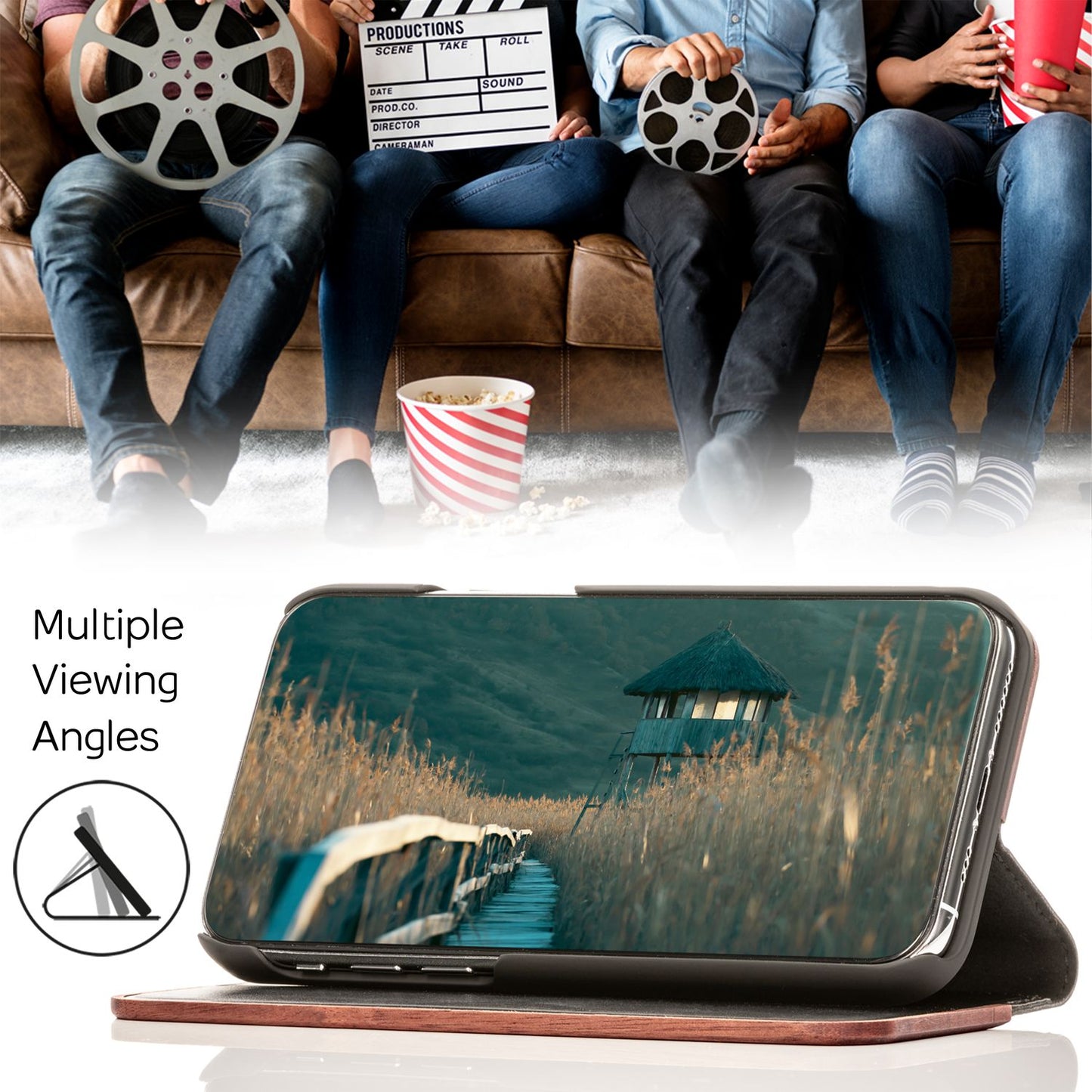 NALIA Echt-Holz Flipcase kompatibel mit iPhone 13 Pro Max Hülle, FSC zert. Natur Holzhülle mit Standfunktion & Kartenfach, Premium Wood Case Wallet Rundum-Schutz Handyhülle Klapphülle Etui - Walnuss