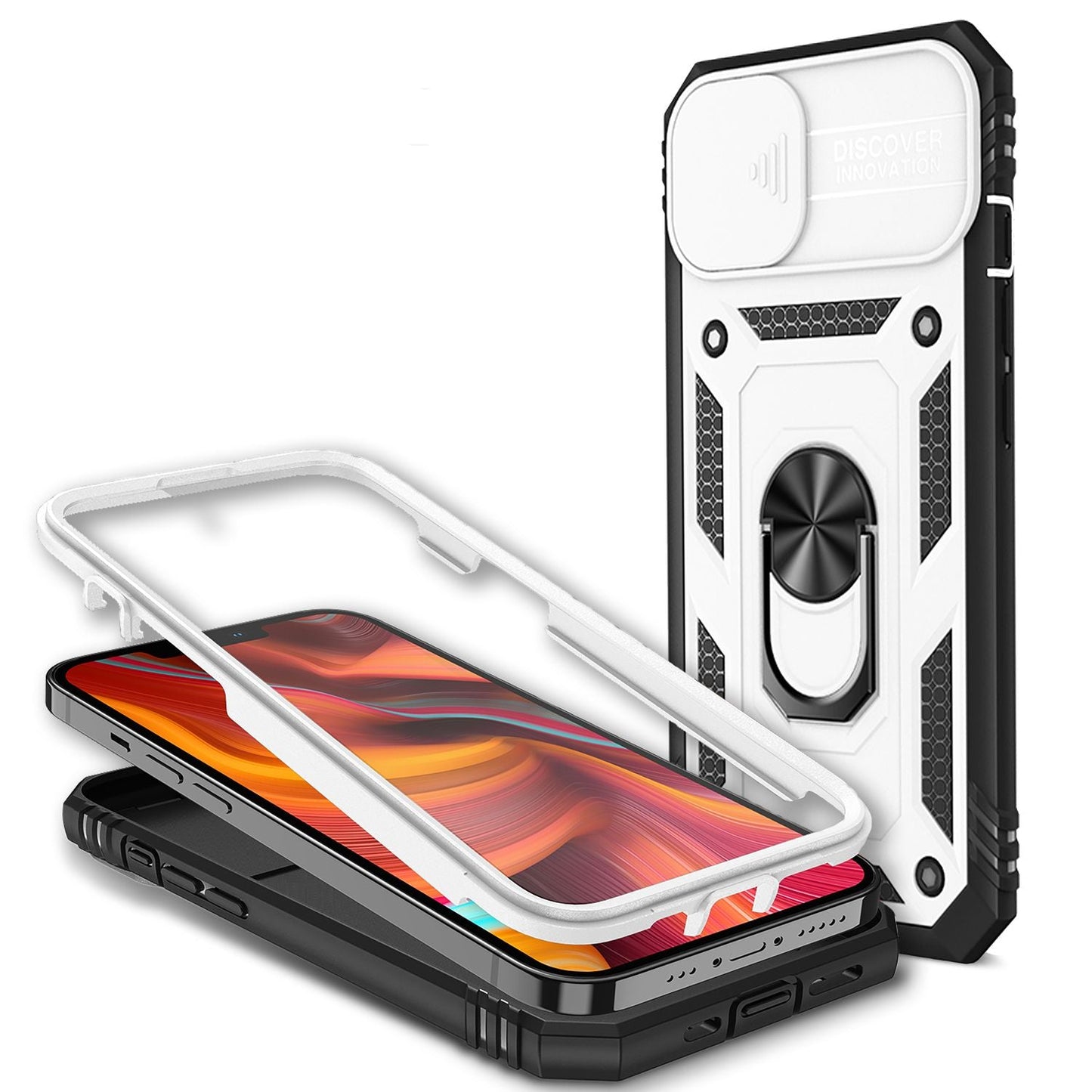 NALIA Military-Style Ringhülle kompatibel mit iPhone 13 Mini Hülle, Extrem Schützend mit Display-Rahmen & Kamera-Abdeckung, 360° Ring für Standfunktion & KFZ-Halterung, Hardcase Cover