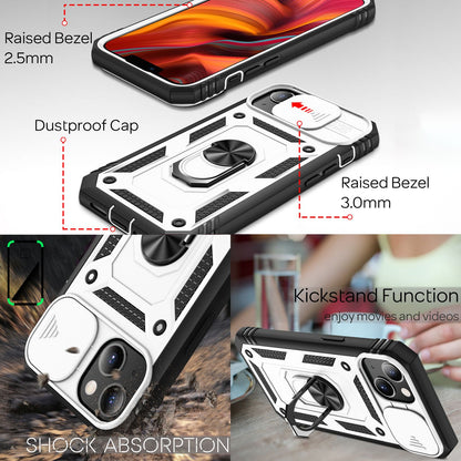 NALIA Military-Style Ringhülle kompatibel mit iPhone 13 Mini Hülle, Extrem Schützend mit Display-Rahmen & Kamera-Abdeckung, 360° Ring für Standfunktion & KFZ-Halterung, Hardcase Cover