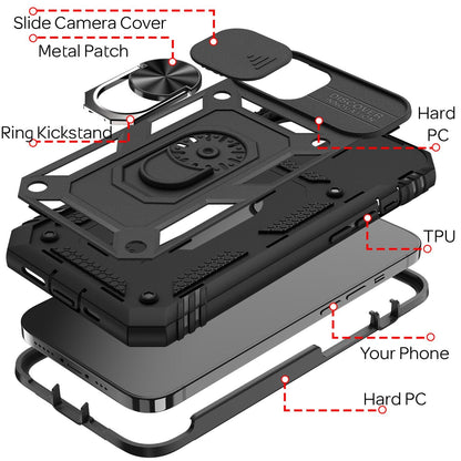 NALIA Military-Style Ringhülle kompatibel mit iPhone 13 Mini Hülle, Extrem Schützend mit Display-Rahmen & Kamera-Abdeckung, 360° Ring für Standfunktion & KFZ-Halterung, Hardcase Cover