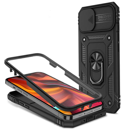 NALIA Military-Style Ringhülle kompatibel mit iPhone 13 Hülle, Extrem Schützend mit Display-Rahmen & Kamera-Abdeckung, 360° Ring für Standfunktion & KFZ-Halterung, Hardcase Stoßfest