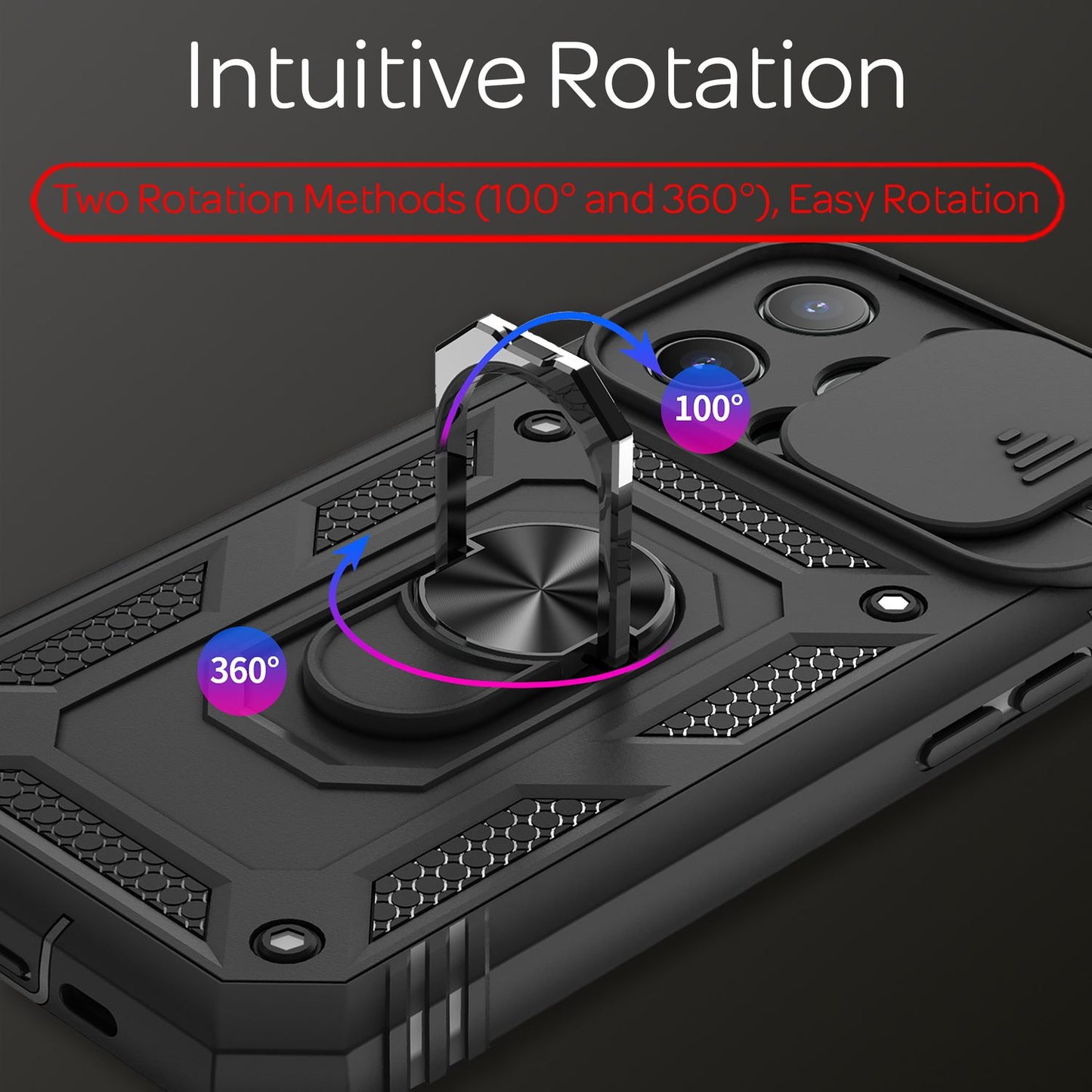 NALIA Military-Style Ringhülle kompatibel mit iPhone 13 Pro Hülle, Extrem Schützend mit Display-Rahmen & Kamera-Abdeckung, 360° Ring für Standfunktion & KFZ-Halterung, Hardcase Robust