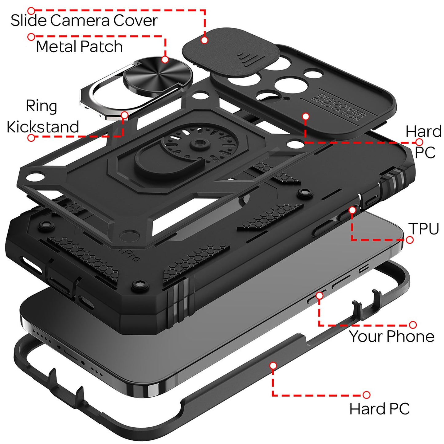 NALIA Military-Style Ringhülle kompatibel mit iPhone 13 Pro Hülle, Extrem Schützend mit Display-Rahmen & Kamera-Abdeckung, 360° Ring für Standfunktion & KFZ-Halterung, Hardcase Robust
