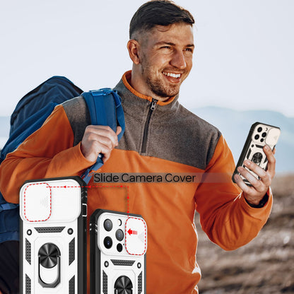 NALIA Military-Style Ringhülle kompatibel mit iPhone 13 Pro Hülle, Extrem Schützend mit Display-Rahmen & Kamera-Abdeckung, 360° Ring für Standfunktion & KFZ-Halterung, Hardcase Robust