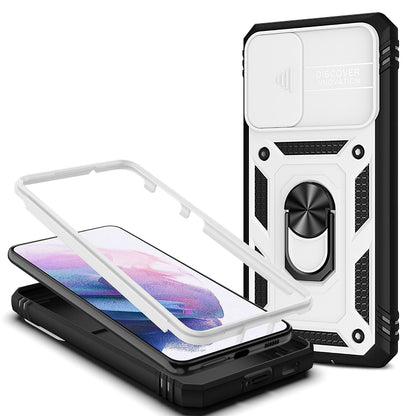NALIA Military-Style Ringhülle kompatibel mit Samsung Galaxy S21 Hülle, Extrem Schützend mit Display-Rahmen & Kamera-Abdeckung, 360° Ring für Standfunktion & KFZ-Halterung, Hardcase