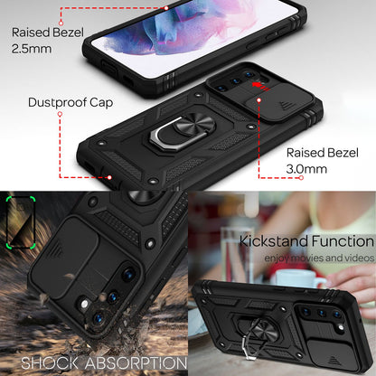 NALIA Military-Style Ringhülle kompatibel mit Samsung Galaxy S21 Hülle, Extrem Schützend mit Display-Rahmen & Kamera-Abdeckung, 360° Ring für Standfunktion & KFZ-Halterung, Hardcase