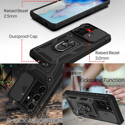 NALIA Military-Style Ringhülle kompatibel mit Samsung Galaxy S21 Ultra Hülle, Extrem Schützend mit Display-Rahmen & Kamera-Abdeckung, 360° Ring für Standfunktion & KFZ-Halter, Hardcase