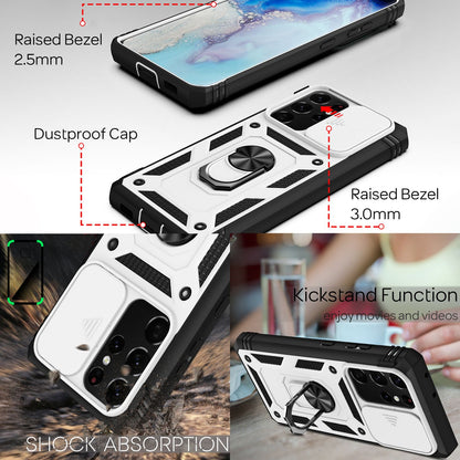 NALIA Military-Style Ringhülle kompatibel mit Samsung Galaxy S21 Ultra Hülle, Extrem Schützend mit Display-Rahmen & Kamera-Abdeckung, 360° Ring für Standfunktion & KFZ-Halter, Hardcase