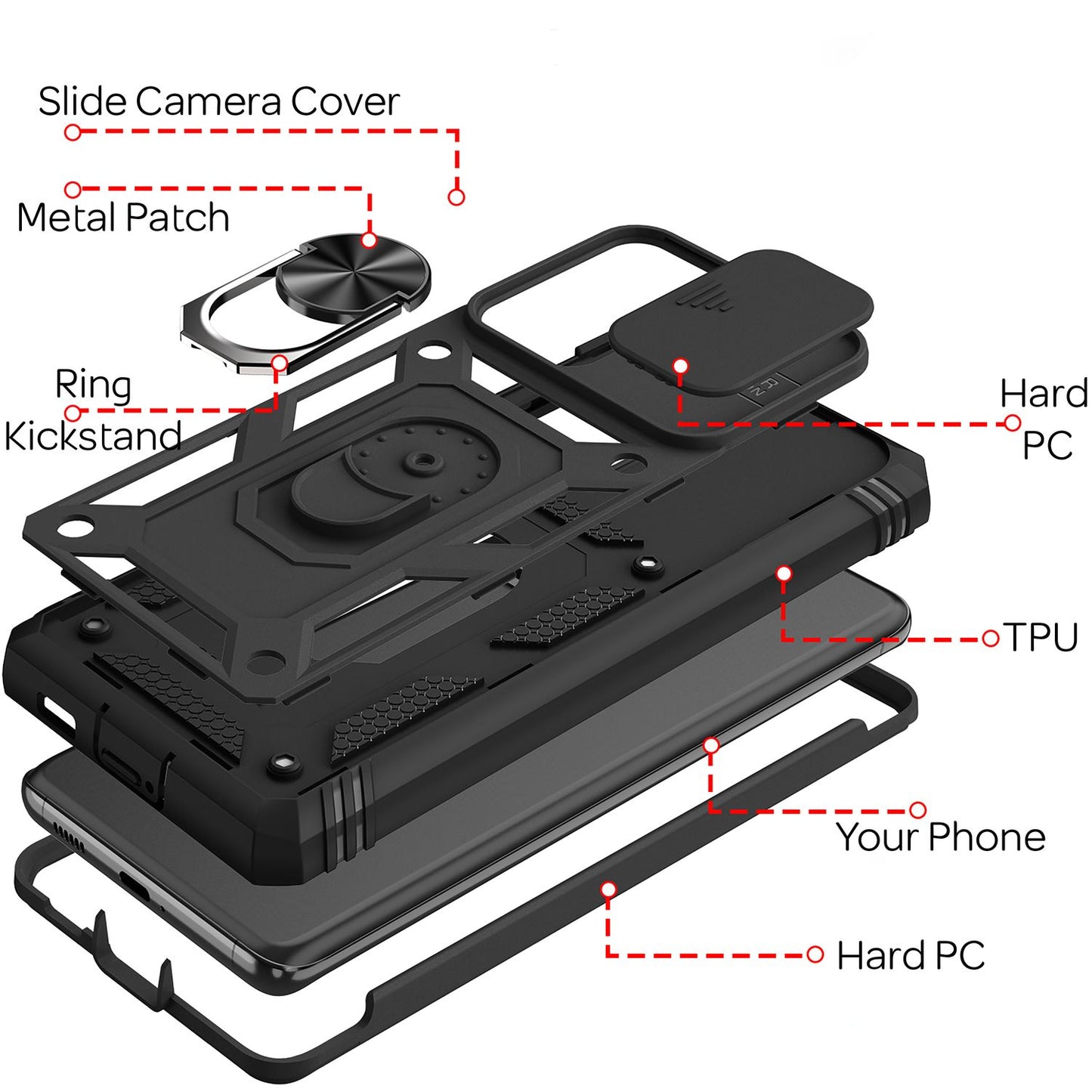 NALIA Military-Style Ringhülle kompatibel mit Samsung Galaxy S21 Ultra Hülle, Extrem Schützend mit Display-Rahmen & Kamera-Abdeckung, 360° Ring für Standfunktion & KFZ-Halter, Hardcase