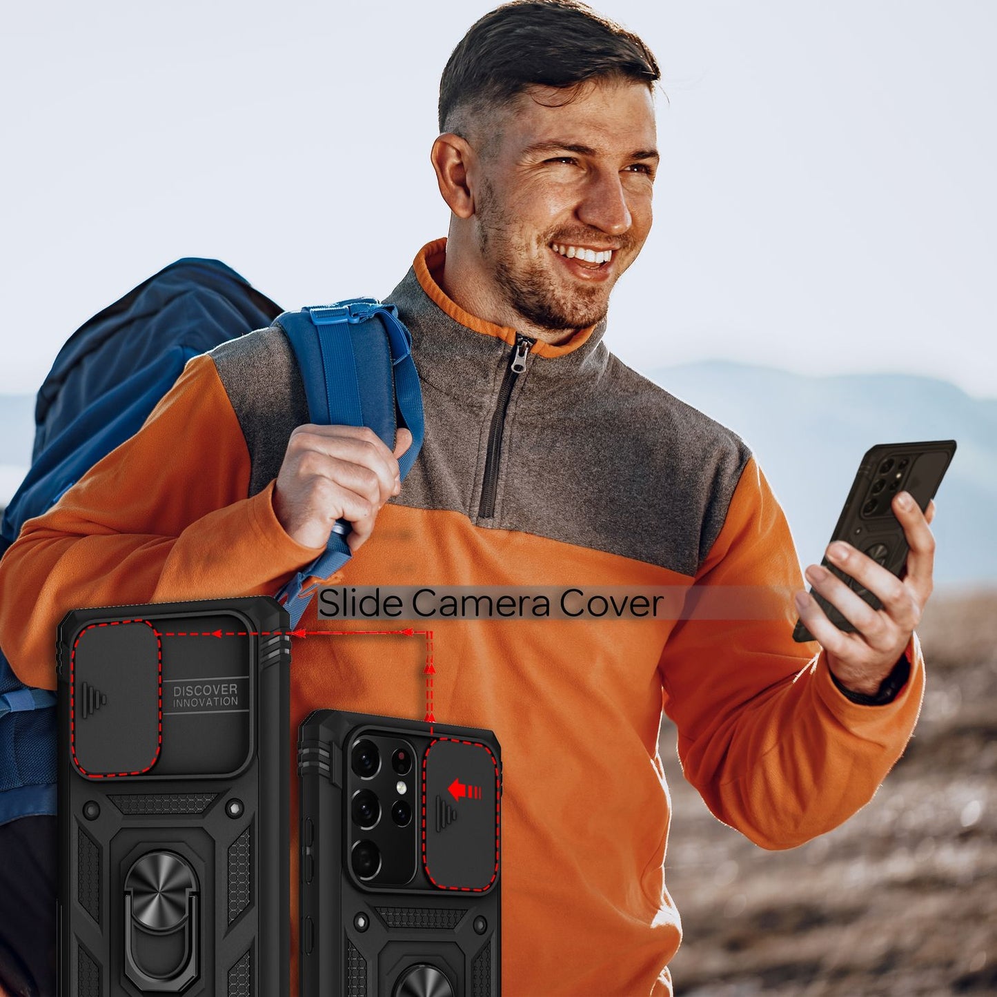 NALIA Military-Style Ringhülle kompatibel mit Samsung Galaxy S21 Ultra Hülle, Extrem Schützend mit Display-Rahmen & Kamera-Abdeckung, 360° Ring für Standfunktion & KFZ-Halter, Hardcase