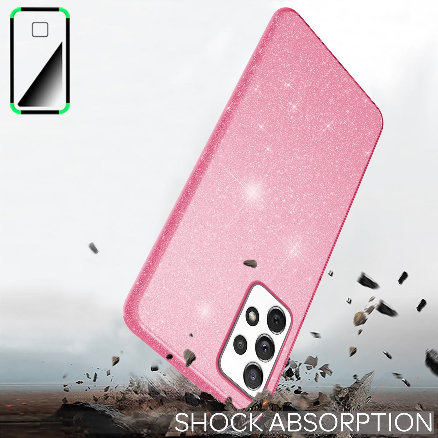 NALIA Glitzerhülle für Samsung Galaxy A33 – Funkelnder Glitzer-Look & Grip – SHINEPOP (Silikon Case) – Marke aus Berlin