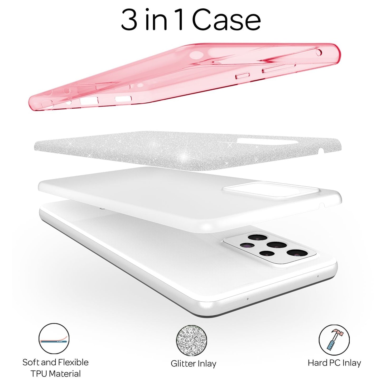 NALIA Glitzerhülle für Samsung Galaxy A33 – Funkelnder Glitzer-Look & Grip – SHINEPOP (Silikon Case) – Marke aus Berlin