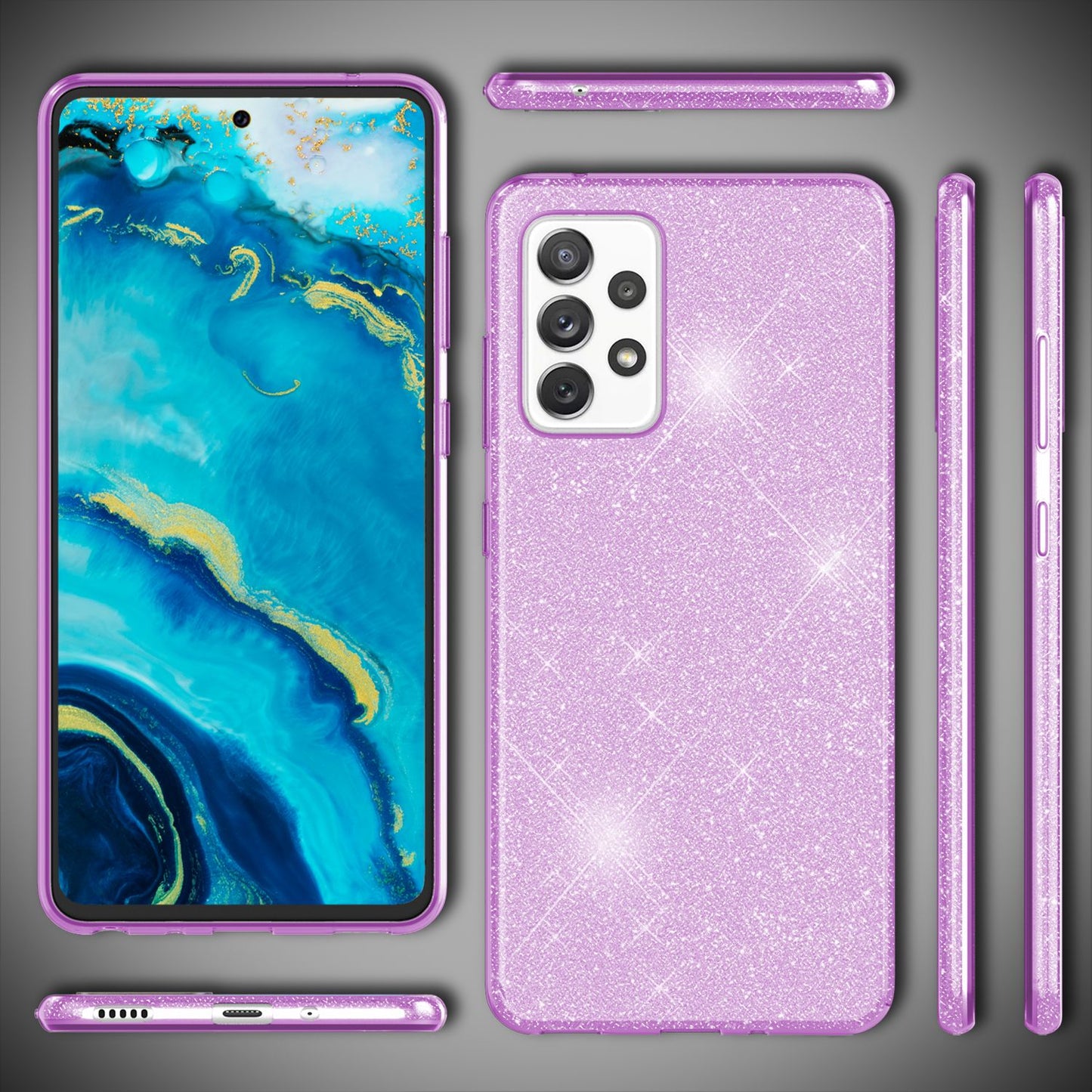 NALIA Glitzerhülle für Samsung Galaxy A33 – Funkelnder Glitzer-Look & Grip – SHINEPOP (Silikon Case) – Marke aus Berlin