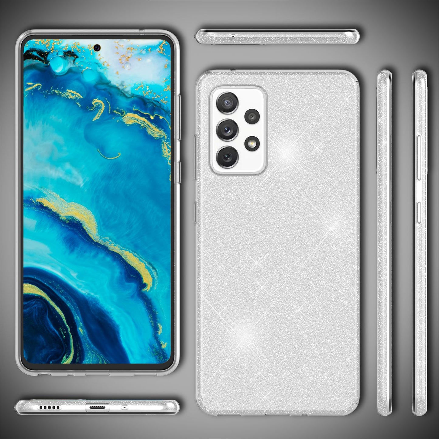 NALIA Glitzerhülle für Samsung Galaxy A33 – Funkelnder Glitzer-Look & Grip – SHINEPOP (Silikon Case) – Marke aus Berlin