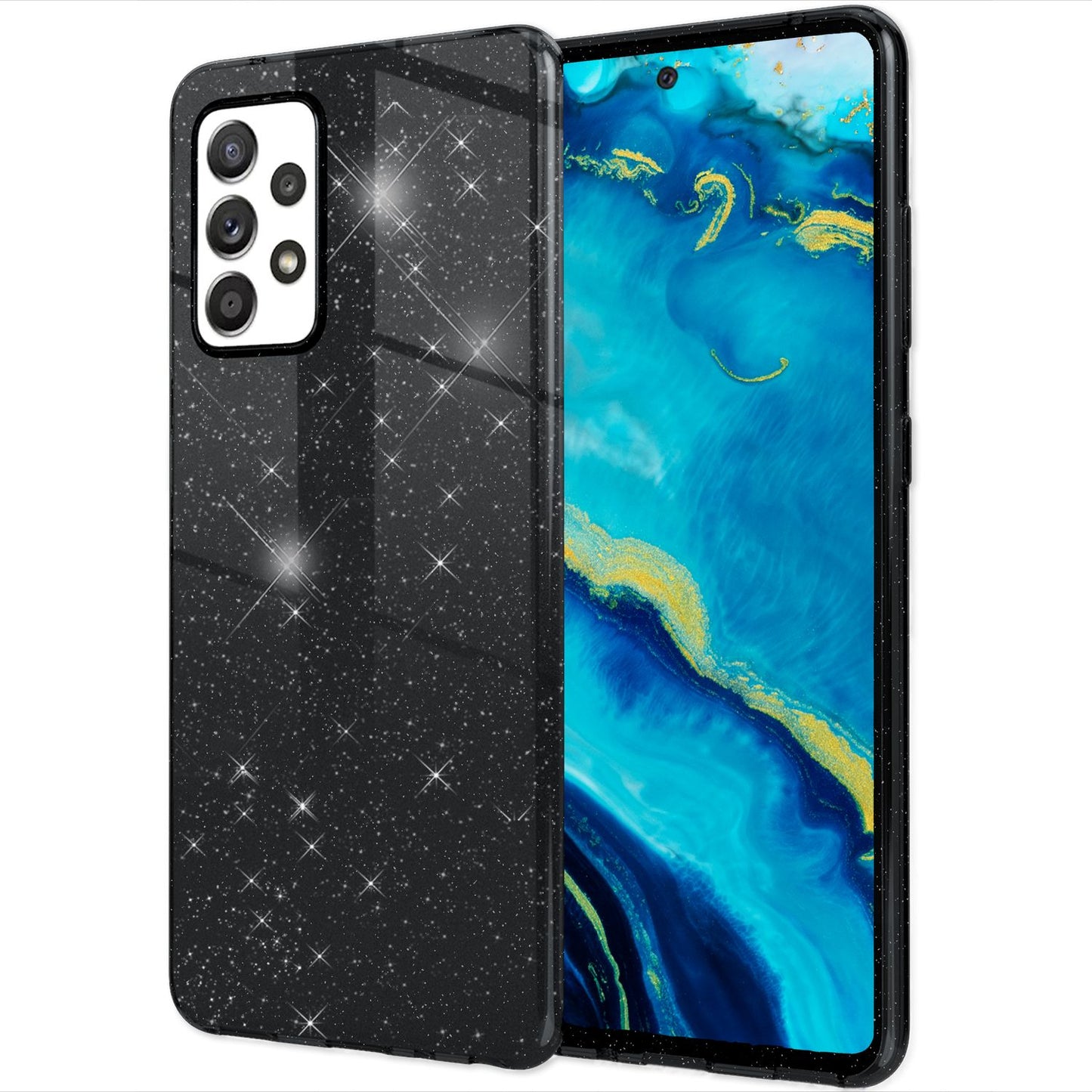 NALIA Glitzerhülle für Samsung Galaxy A53 – Funkelnder Glitzer-Look & Grip – SHINEPOP (Silikon Case) – Marke aus Berlin