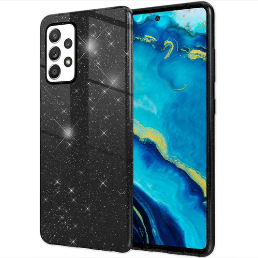 NALIA Glitzerhülle für Samsung Galaxy A53 – Funkelnder Glitzer-Look & Grip – SHINEPOP (Silikon Case) – Marke aus Berlin