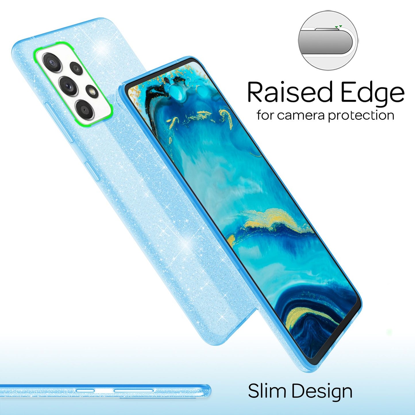 NALIA Glitzerhülle für Samsung Galaxy A53 – Funkelnder Glitzer-Look & Grip – SHINEPOP (Silikon Case) – Marke aus Berlin