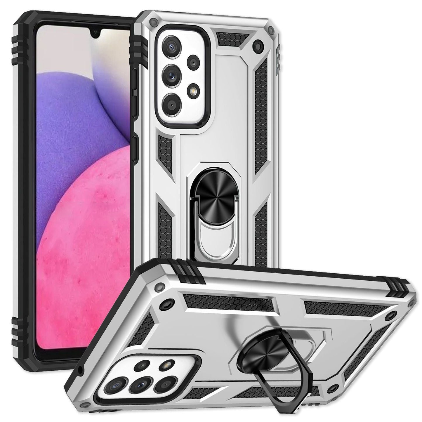 NALIA Panzerhülle für Samsung Galaxy A33 – Ring-Ständer 360° & Magnet-Halterung Kompatibel – RINGDEFEND (Stoßfestes Outdoor Case) – Marke aus Berlin