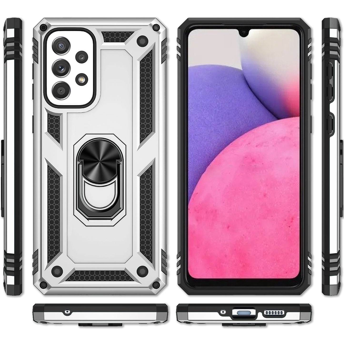 NALIA Panzerhülle für Samsung Galaxy A33 – Ring-Ständer 360° & Magnet-Halterung Kompatibel – RINGDEFEND (Stoßfestes Outdoor Case) – Marke aus Berlin
