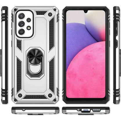 NALIA Panzerhülle für Samsung Galaxy A33 – Ring-Ständer 360° & Magnet-Halterung Kompatibel – RINGDEFEND (Stoßfestes Outdoor Case) – Marke aus Berlin